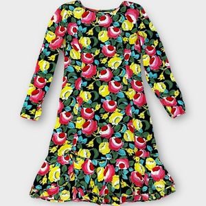 vintage Ungaro Parallele Silk Floral ruffle hem dress Shoulder Pads 8